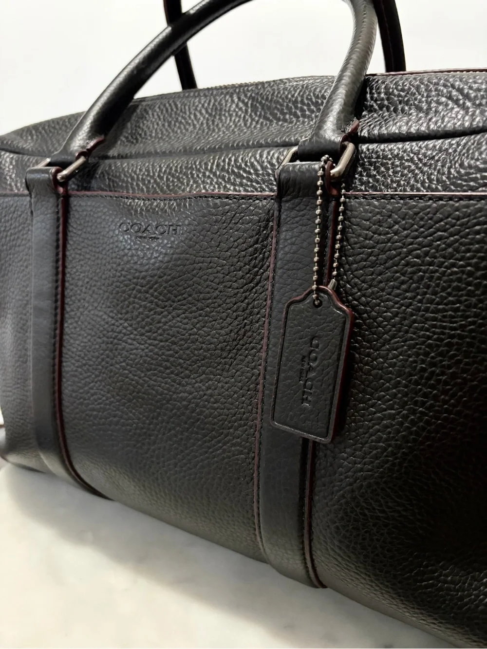 NEW Coach Trekker Bag Signature Pebbled Leather Black Luggage Carry All F78130
